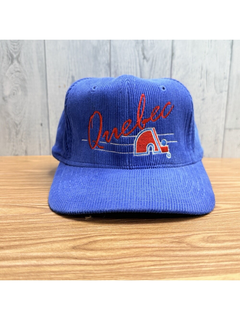 Quebec Nordiques Vintage NHL Sports Specialties Wool SnapBack Script Hat 1990s